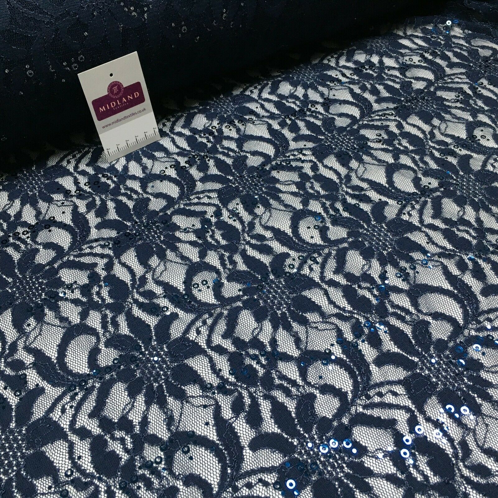 Bridal Raschel floral Lace corded with sequins dress fabric M1434