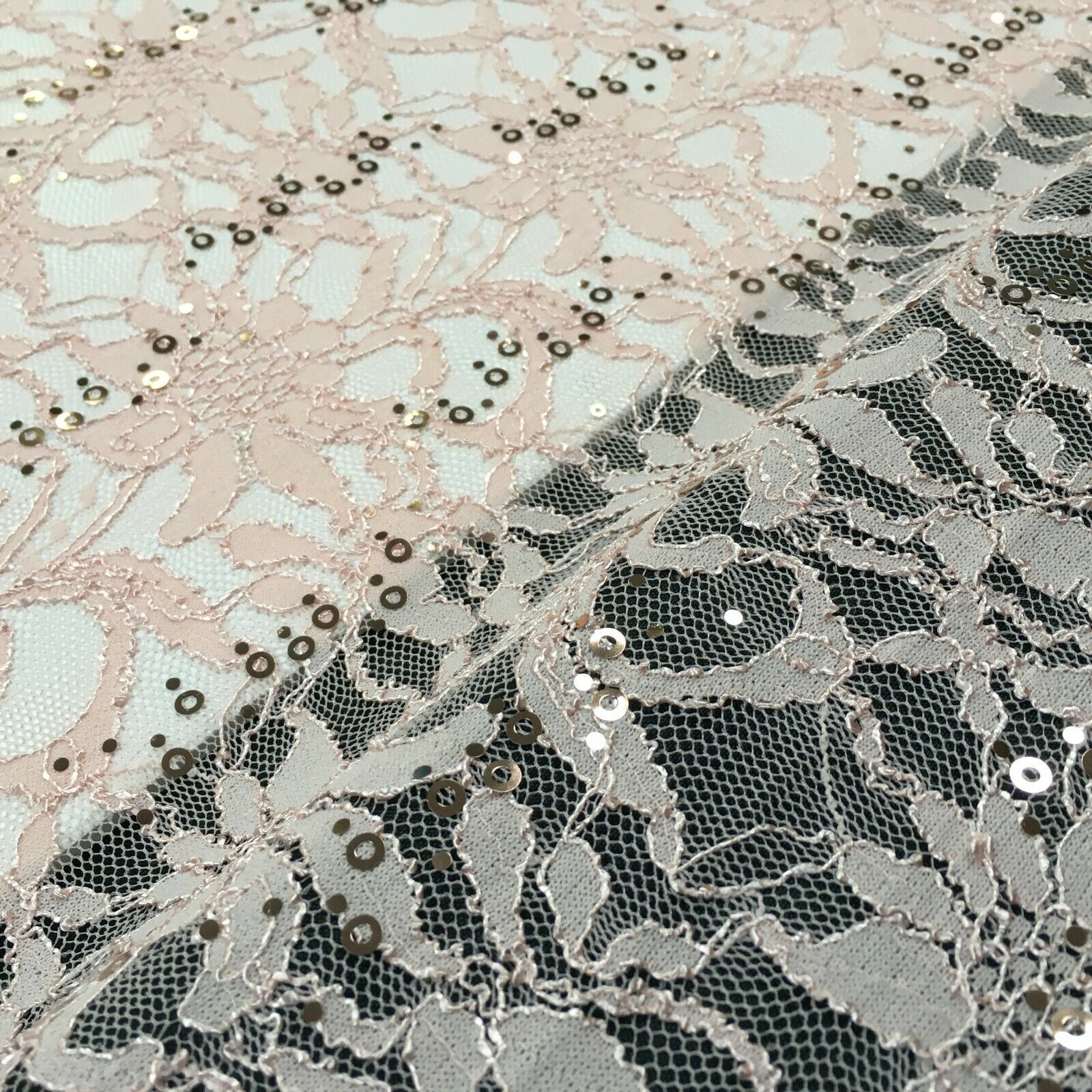 Bridal Raschel floral Lace corded with sequins dress fabric M1434