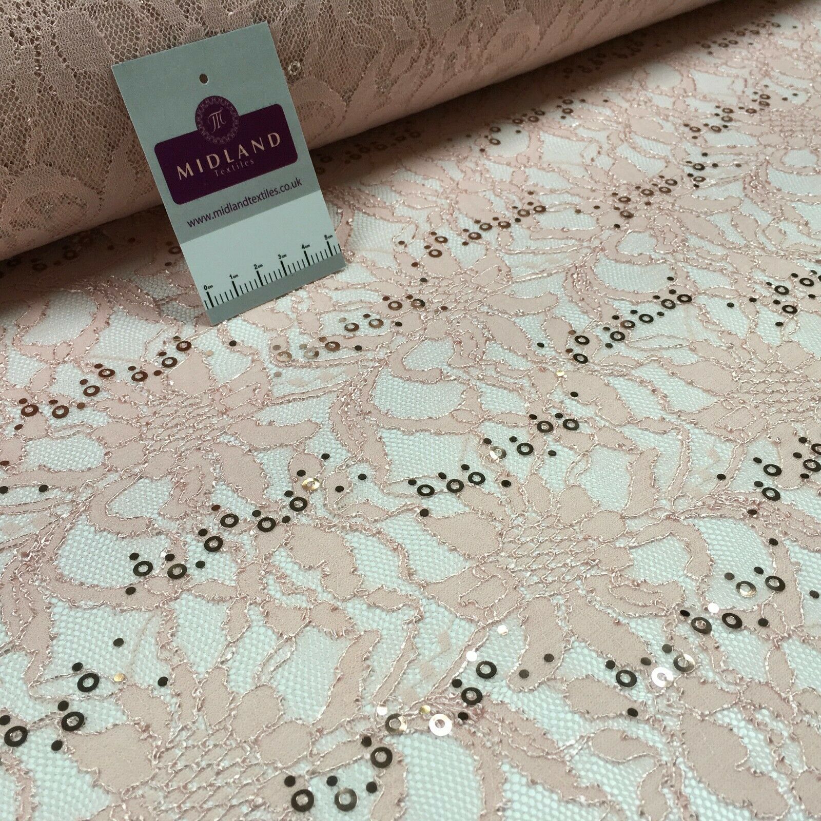 Bridal Raschel floral Lace corded with sequins dress fabric M1434