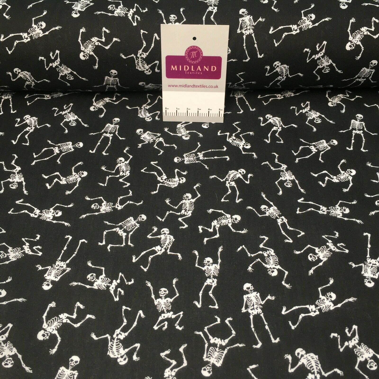 Halloween Skeleton Printed poly cotton fabric M1544 Mtex