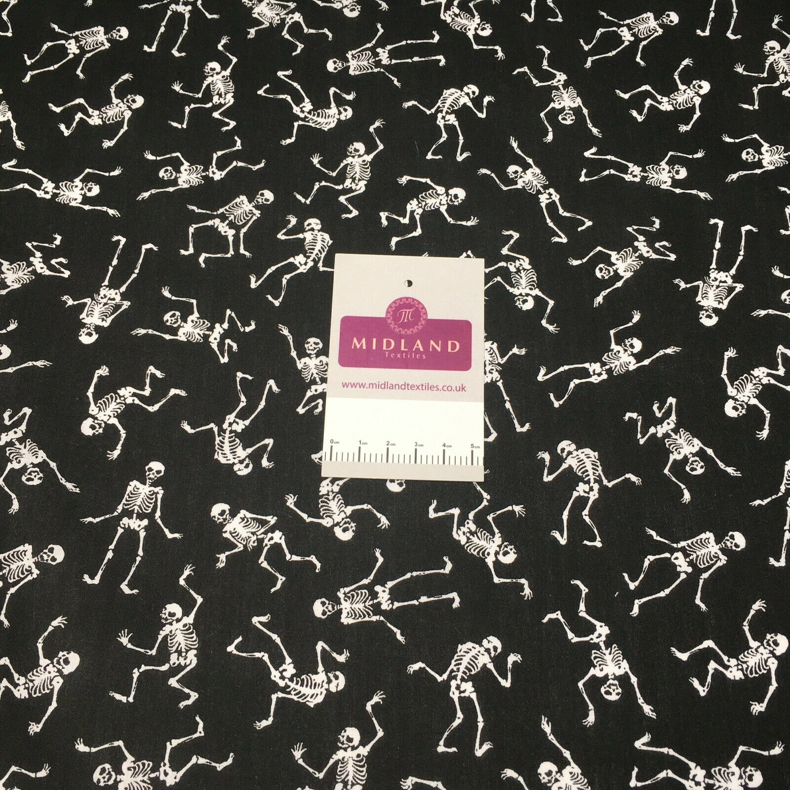 Halloween Skeleton Printed poly cotton fabric M1544 Mtex