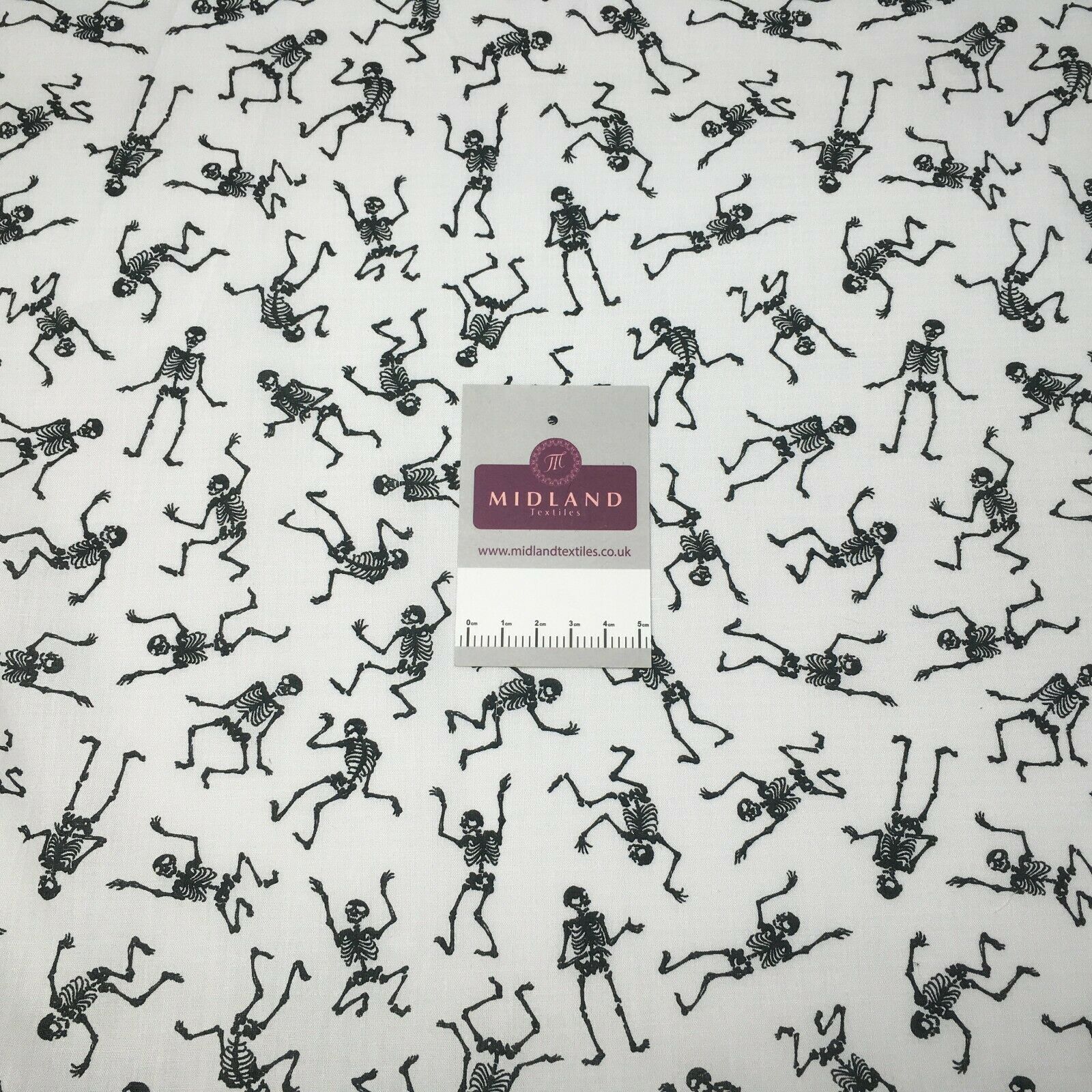 Halloween Skeleton Printed poly cotton fabric M1544 Mtex