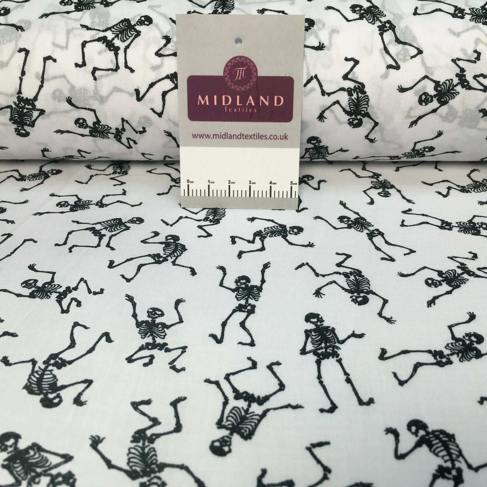 Halloween Skeleton Printed poly cotton fabric M1544 Mtex