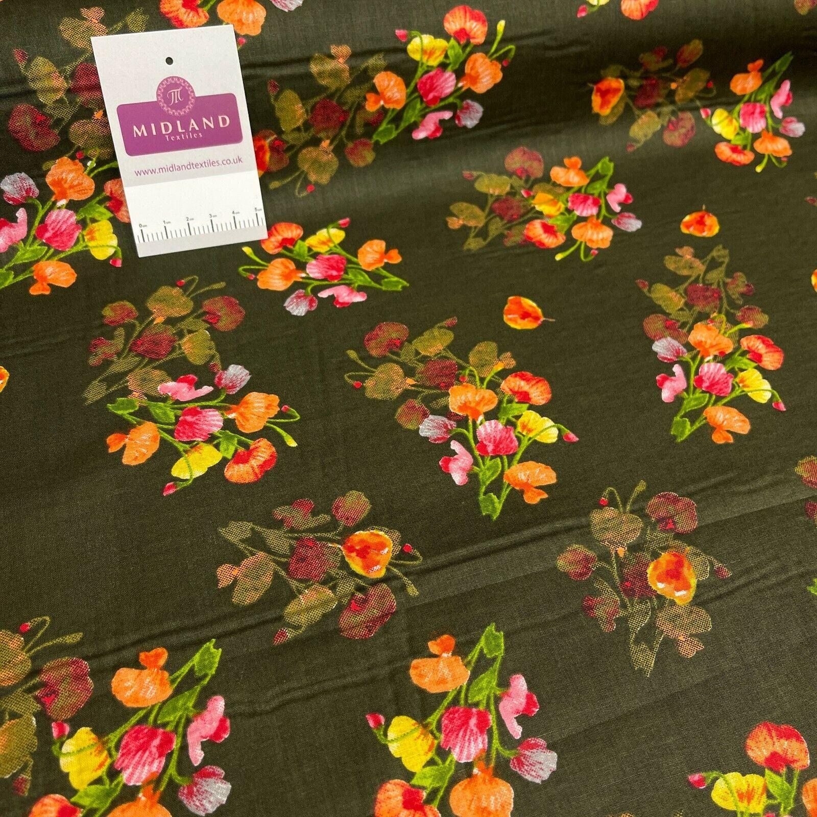 Floral Silky Soft 100% Cotton Lawn Dress Fabric M1558 Mtex