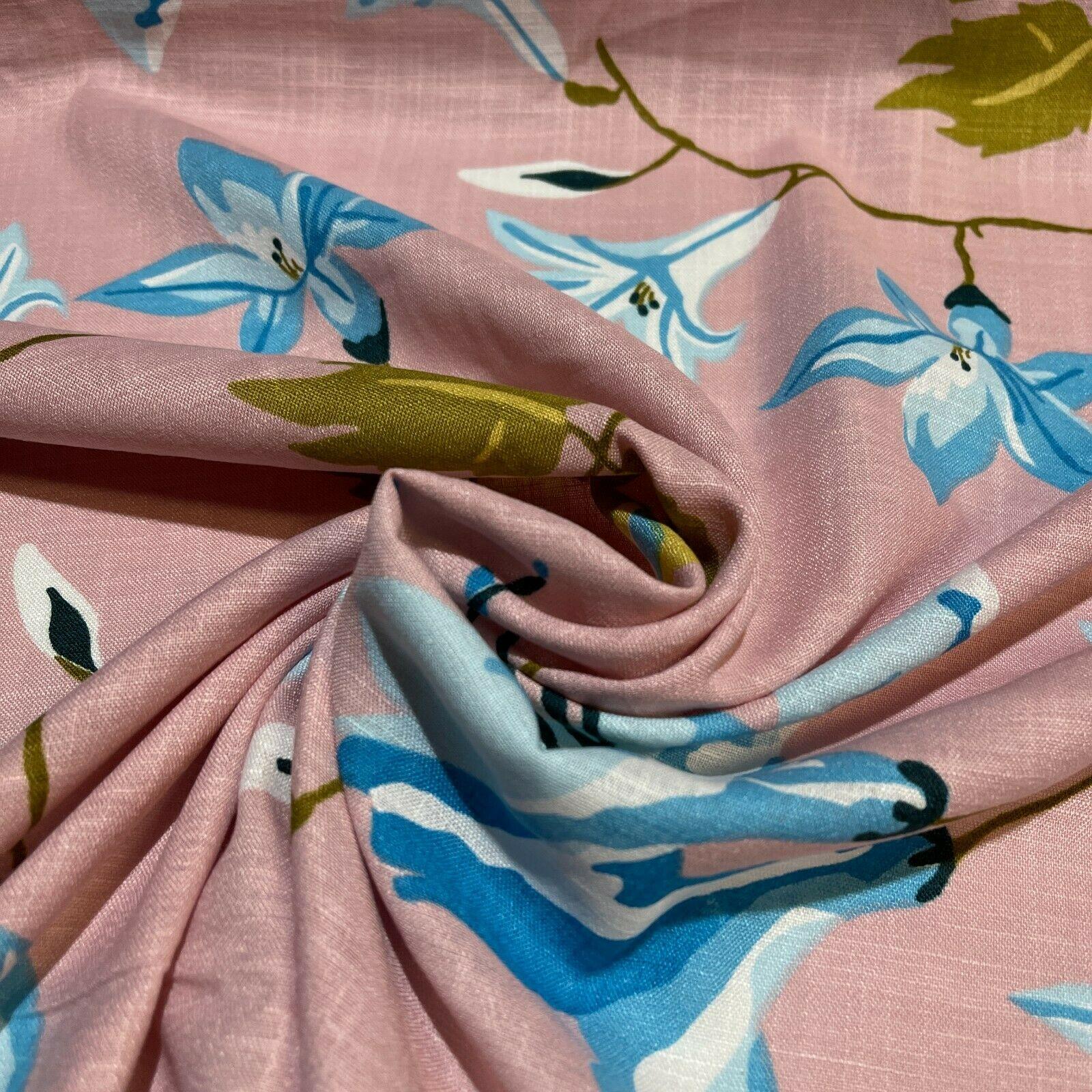 Large Floral Linen Rayon Dress Fabric M1574 Mtex