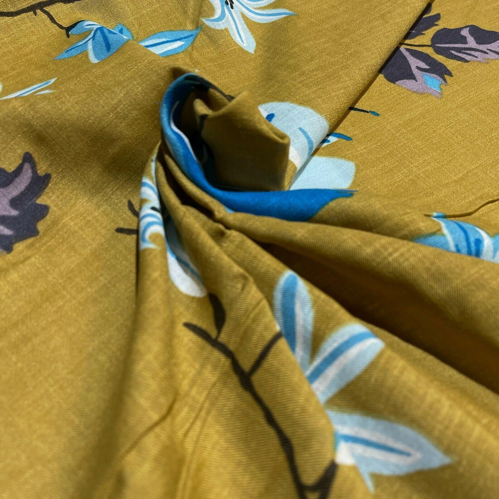 Large Floral Linen Rayon Dress Fabric M1574 Mtex