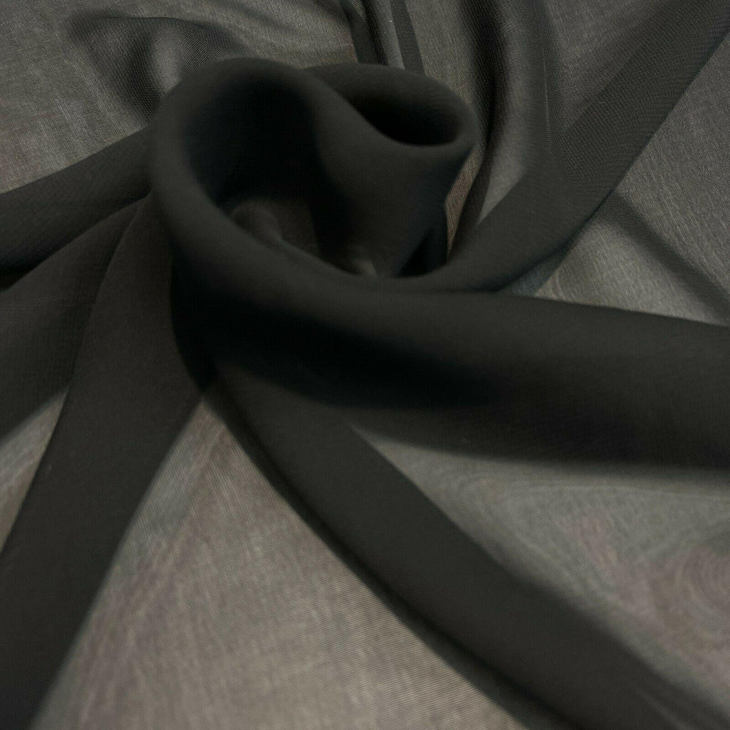 Plain Black lightweight chiffon scarf Fabric 148cm wide M1563