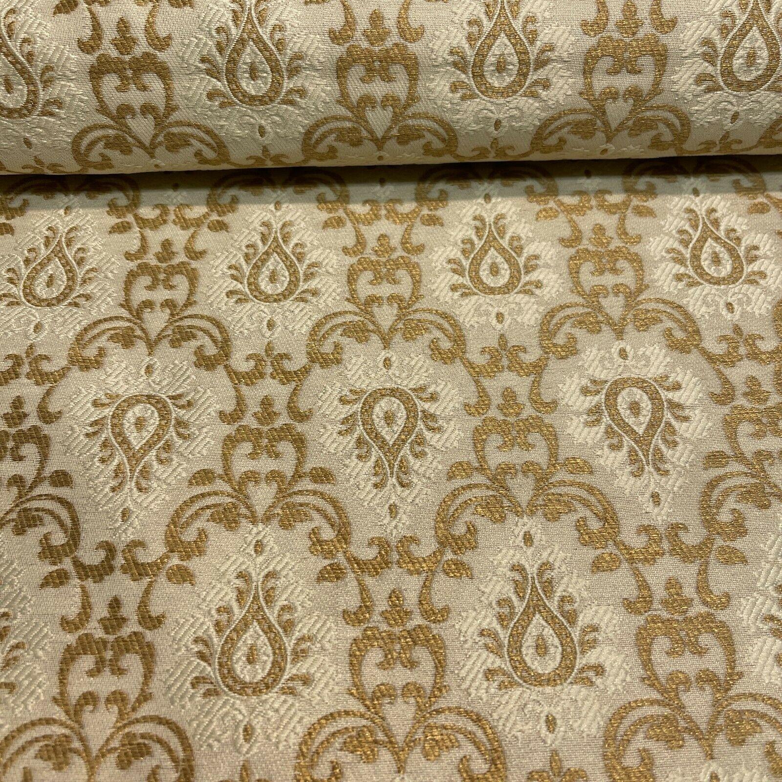 Ivory Gold Lurex Indian Ornamental Brocade wedding fabric 45' Wide M1564 Mtex