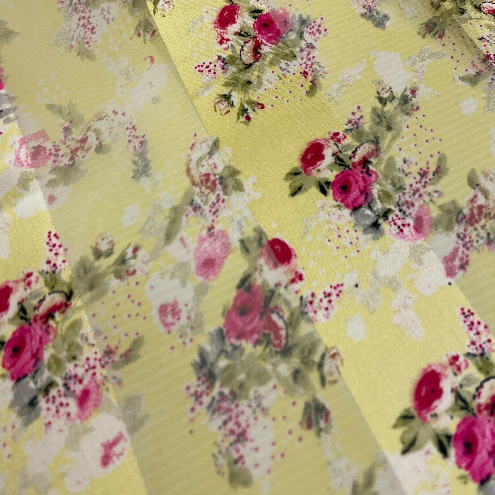 Satin Floral Stripe Chiffon Lightweight dress scarf Fabric M1579