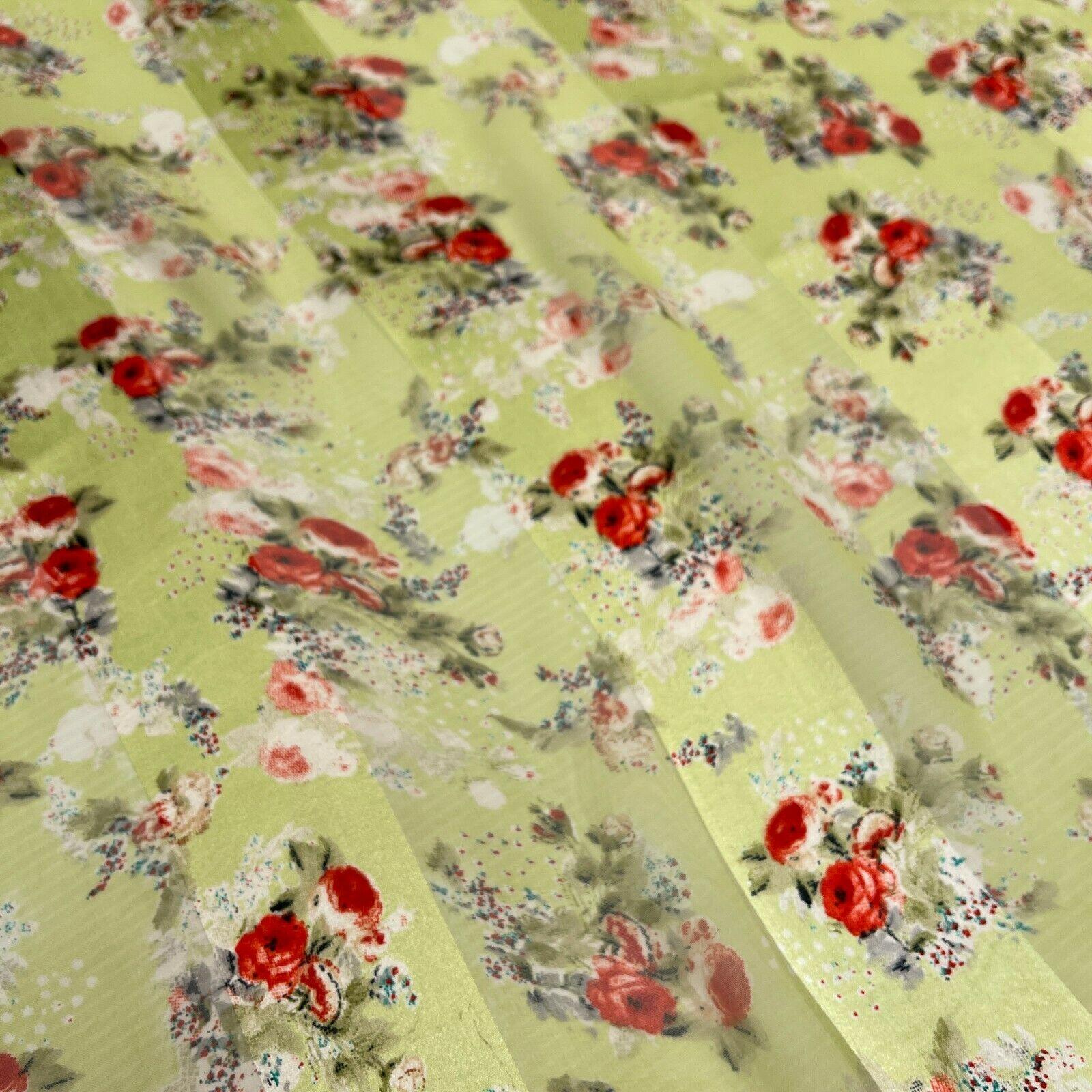 Satin Floral Stripe Chiffon Lightweight dress scarf Fabric M1579