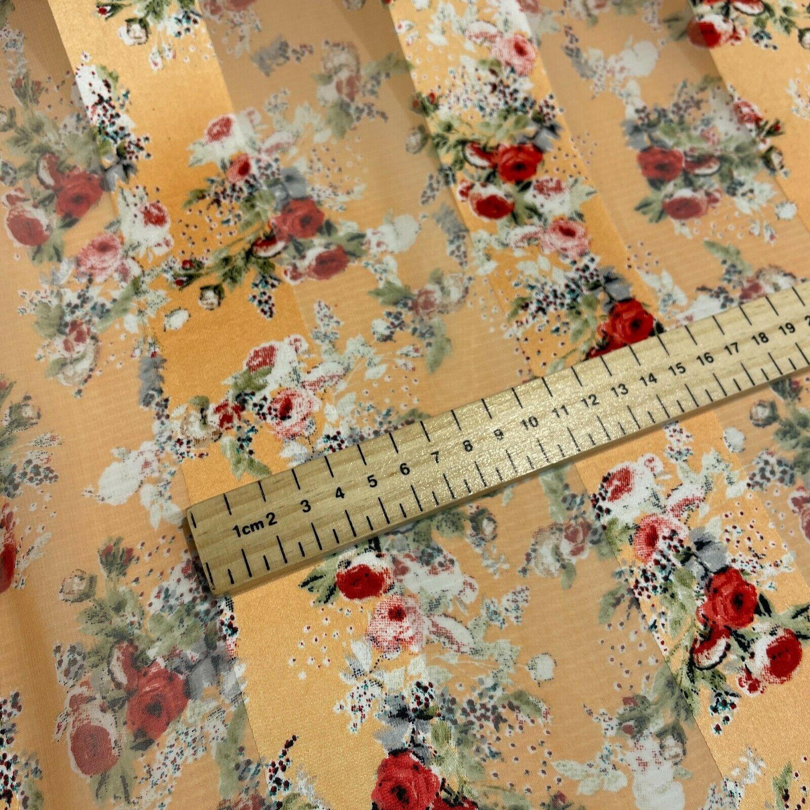 Satin Floral Stripe Chiffon Lightweight dress scarf Fabric M1579