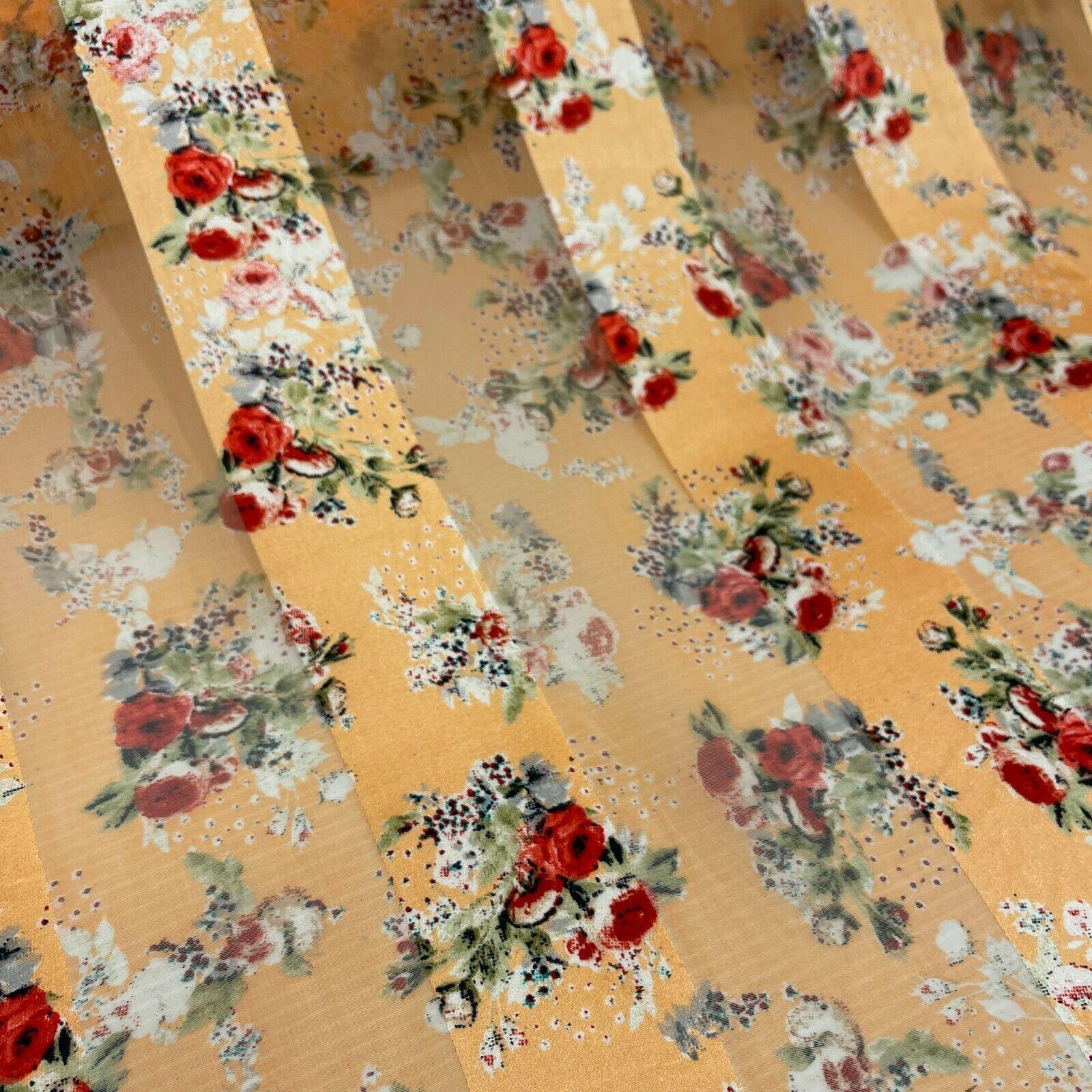 Satin Floral Stripe Chiffon Lightweight dress scarf Fabric M1579