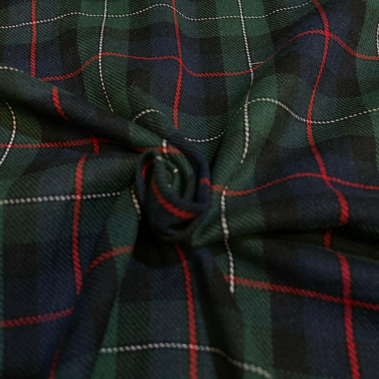 Soft Brushed Tartan Check Plaid Winceyette printed Fabric MA1580