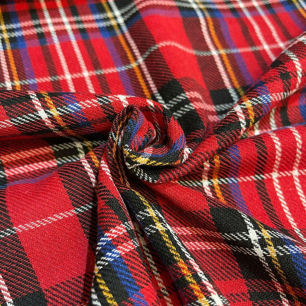 Soft Brushed Tartan Check Plaid Winceyette printed Fabric MA1580