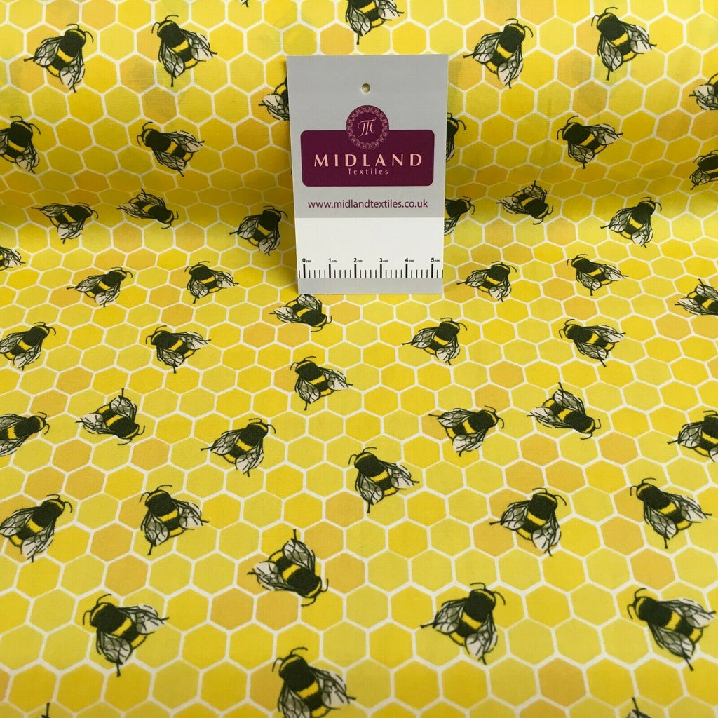 100% Cotton Poplin Bee's printed craft Fabric 110 cm MD1397 Mtex