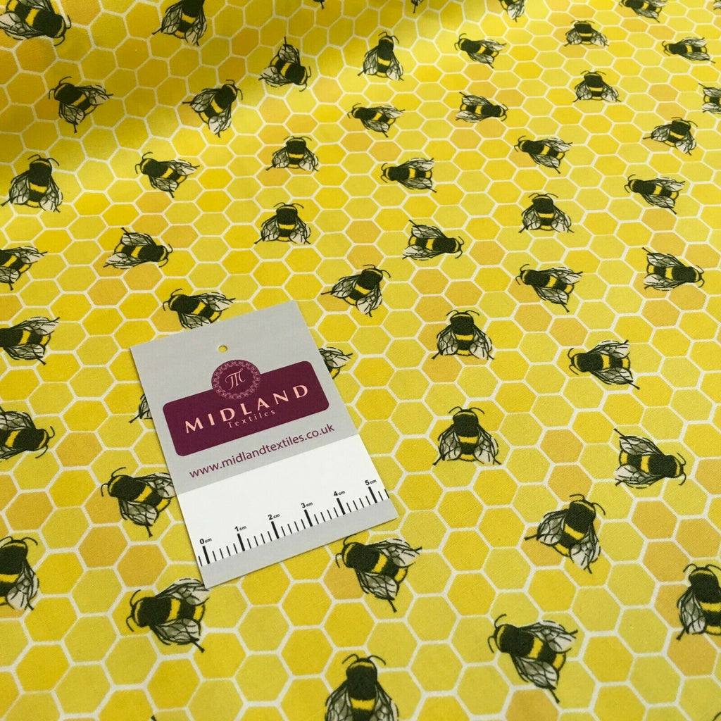 100% Cotton Poplin Bee's printed craft Fabric 110 cm MD1397 Mtex