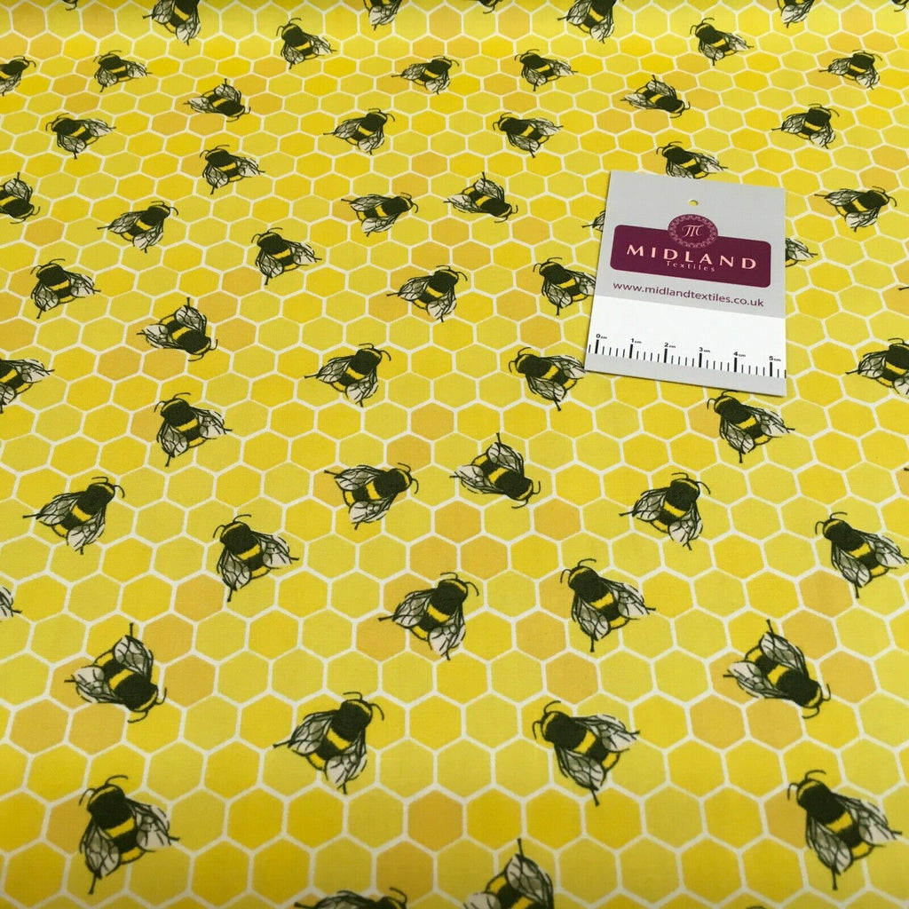 100% Cotton Poplin Bee's printed craft Fabric 110 cm MD1397 Mtex