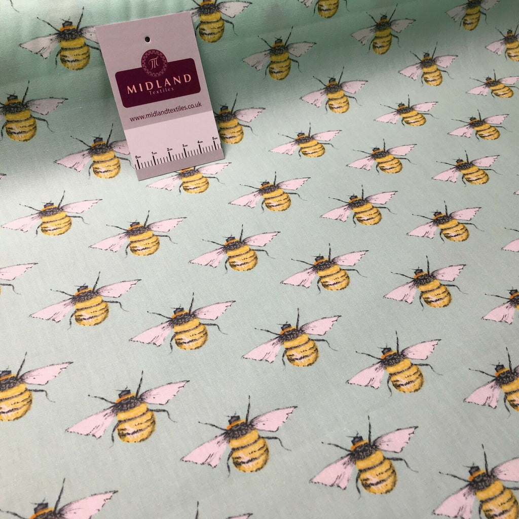 100% Cotton Poplin printed bees craft mask Fabric 110 cm MD1398 Mtex