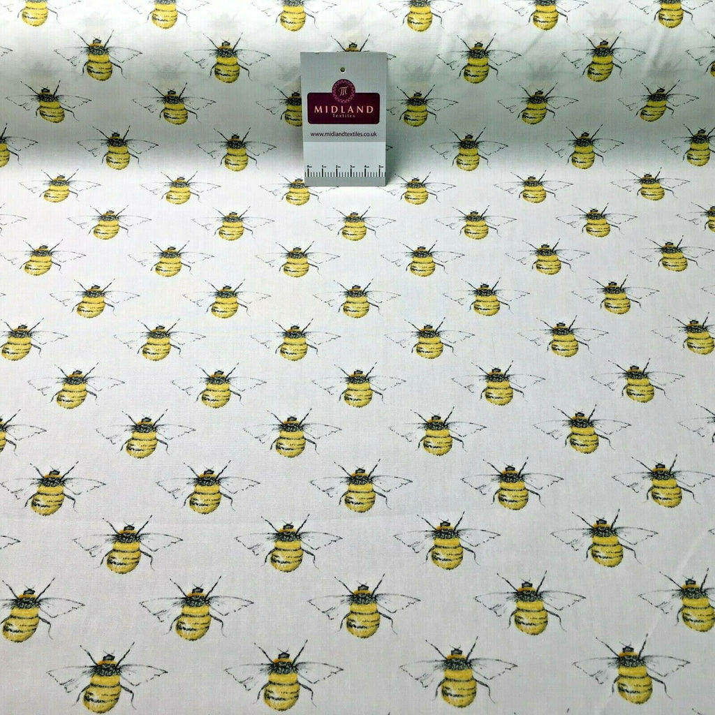 100% Cotton Poplin printed bees craft mask Fabric 110 cm MD1398 Mtex