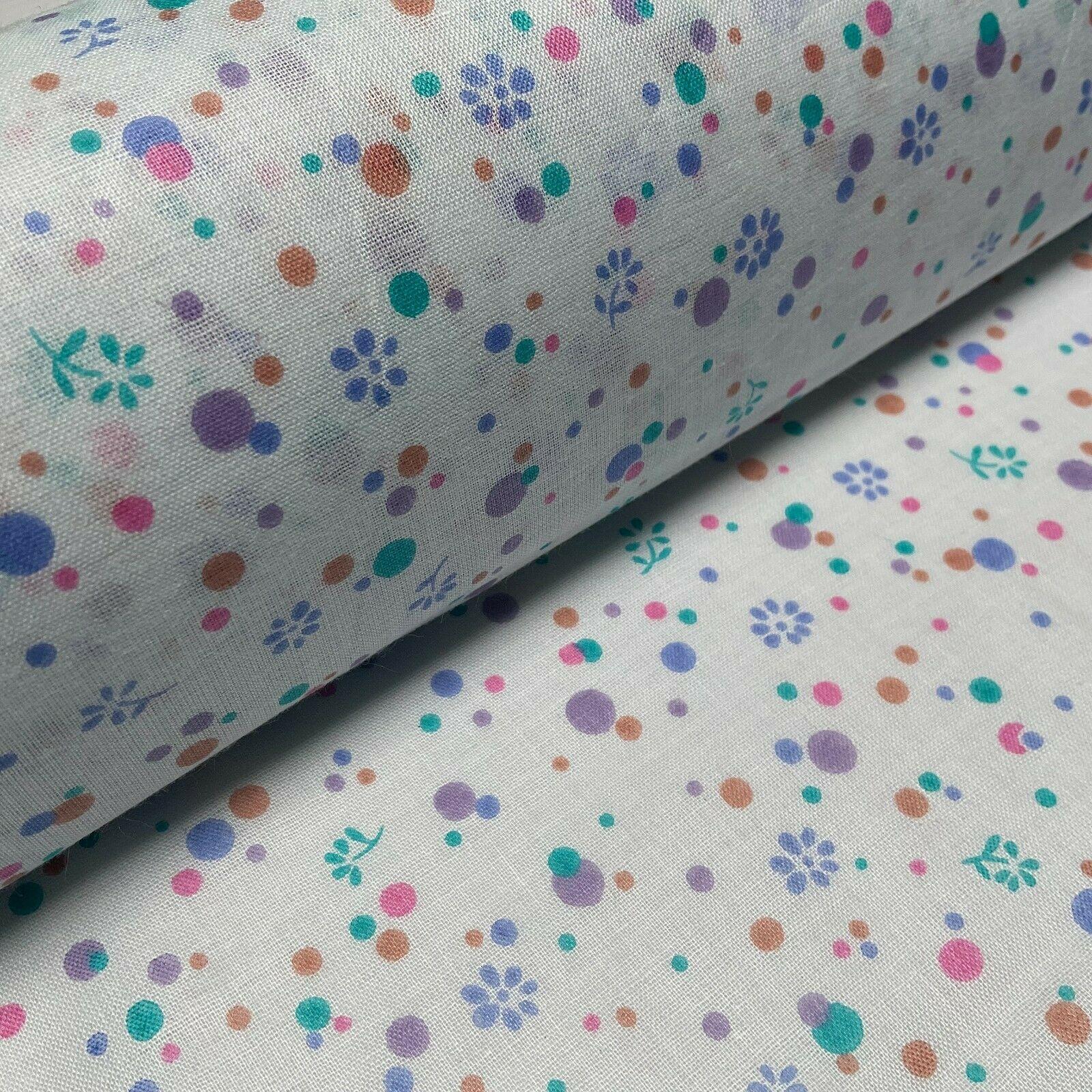 Cotton Lawn Summer small Floral dot Printed Dress fabric 111cm wide M1595