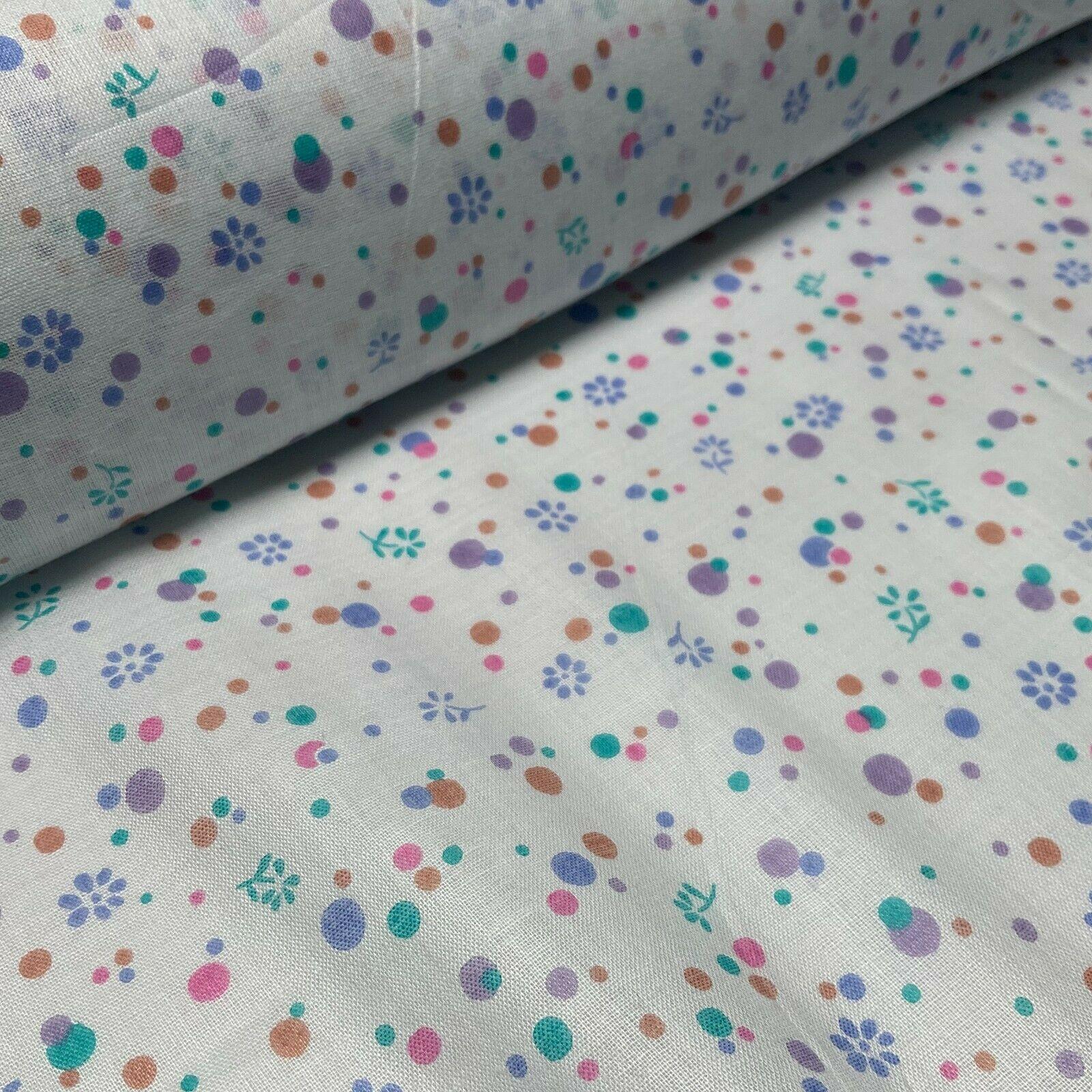 Cotton Lawn Summer small Floral dot Printed Dress fabric 111cm wide M1595