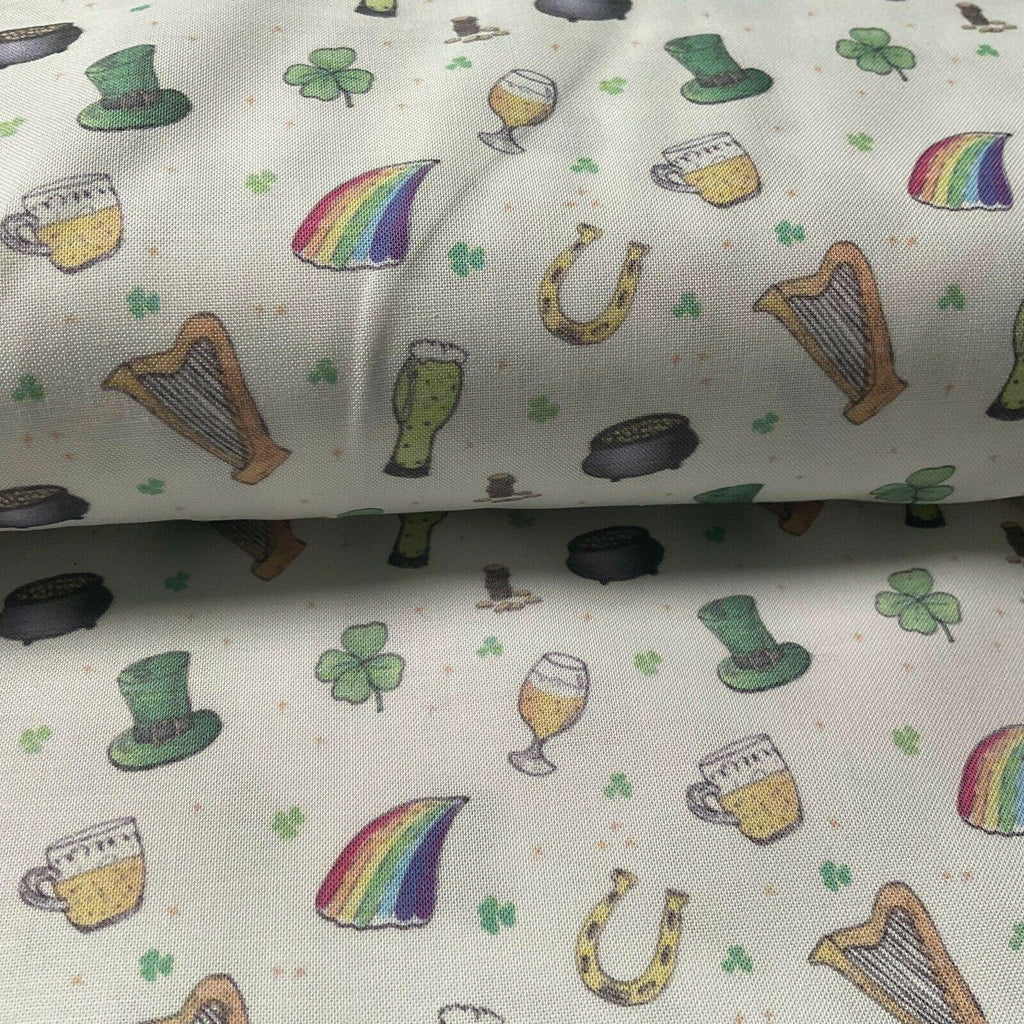 Irish Luck Shamrock St Patricks Day 100% Cotton Printed Fabric 114cm M1582