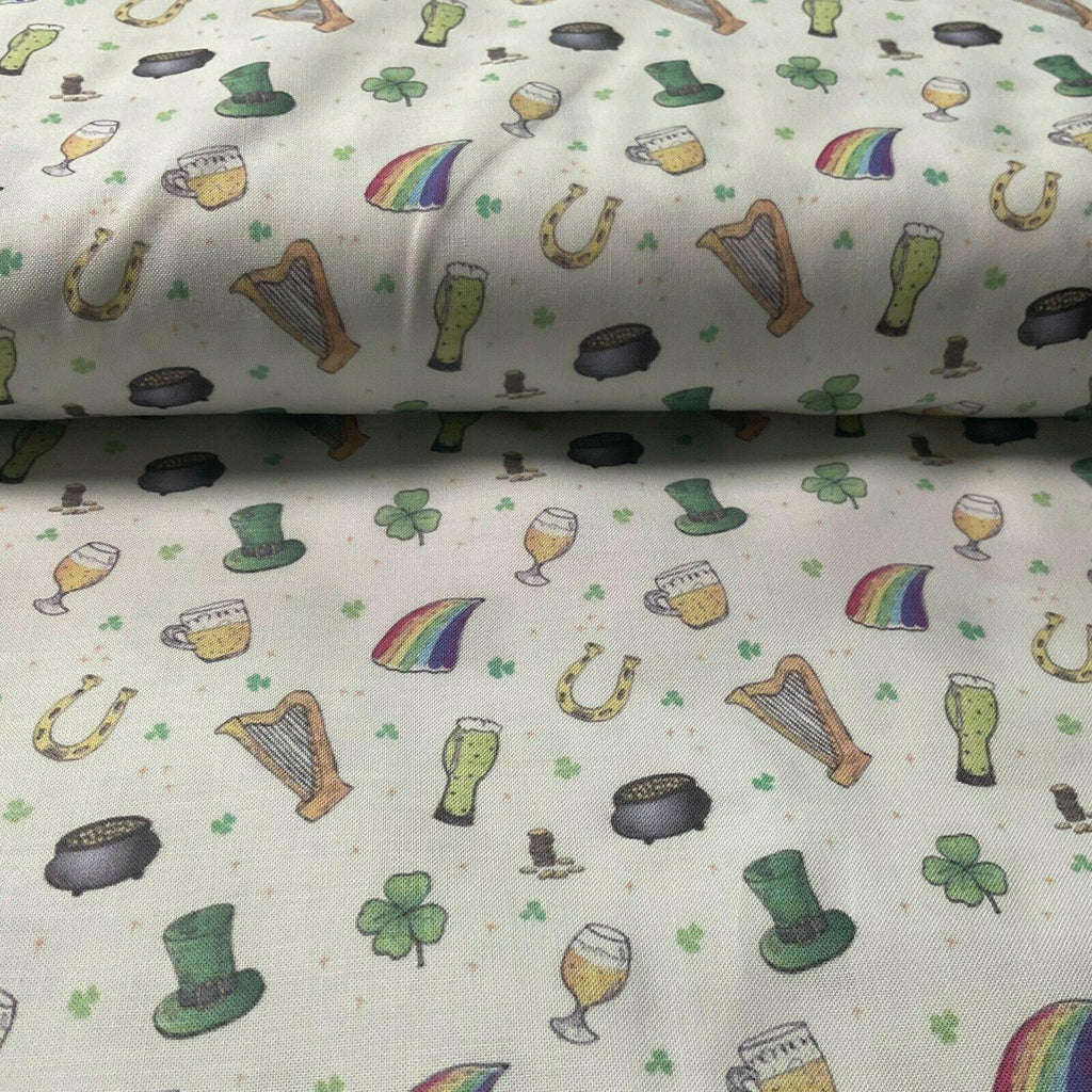 Irish Luck Shamrock St Patricks Day 100% Cotton Printed Fabric 114cm M1582