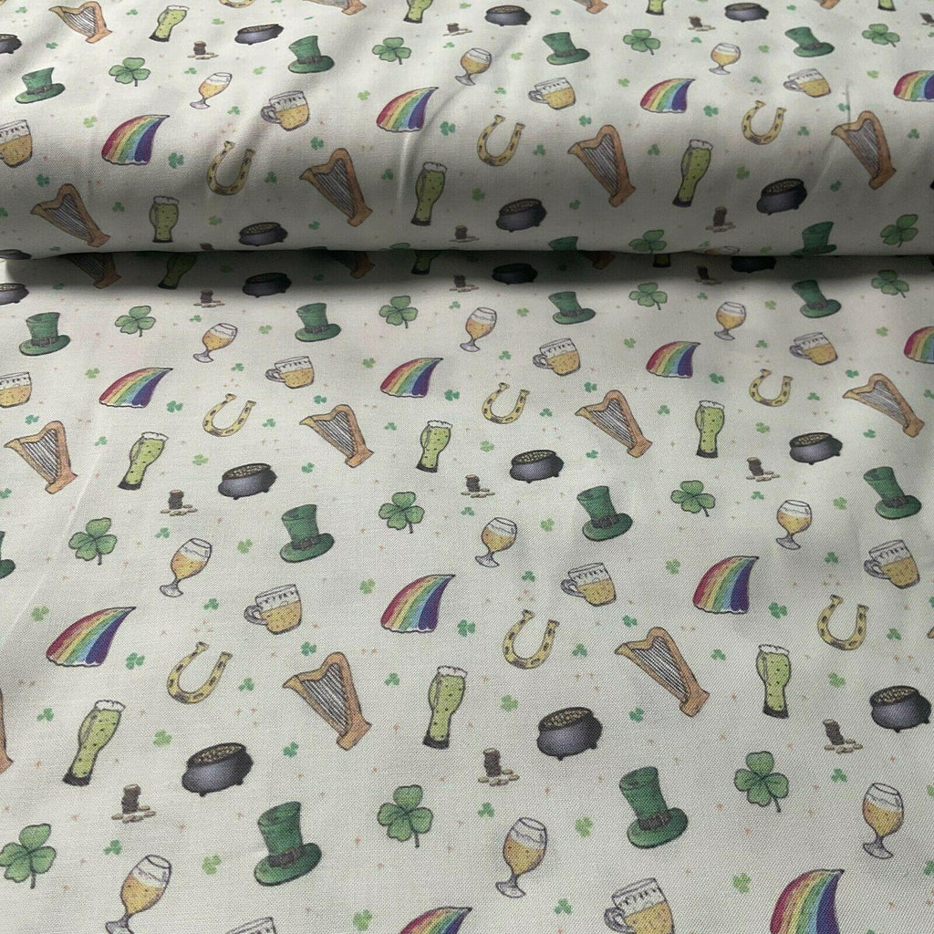 Irish Luck Shamrock St Patricks Day 100% Cotton Printed Fabric 114cm M1582