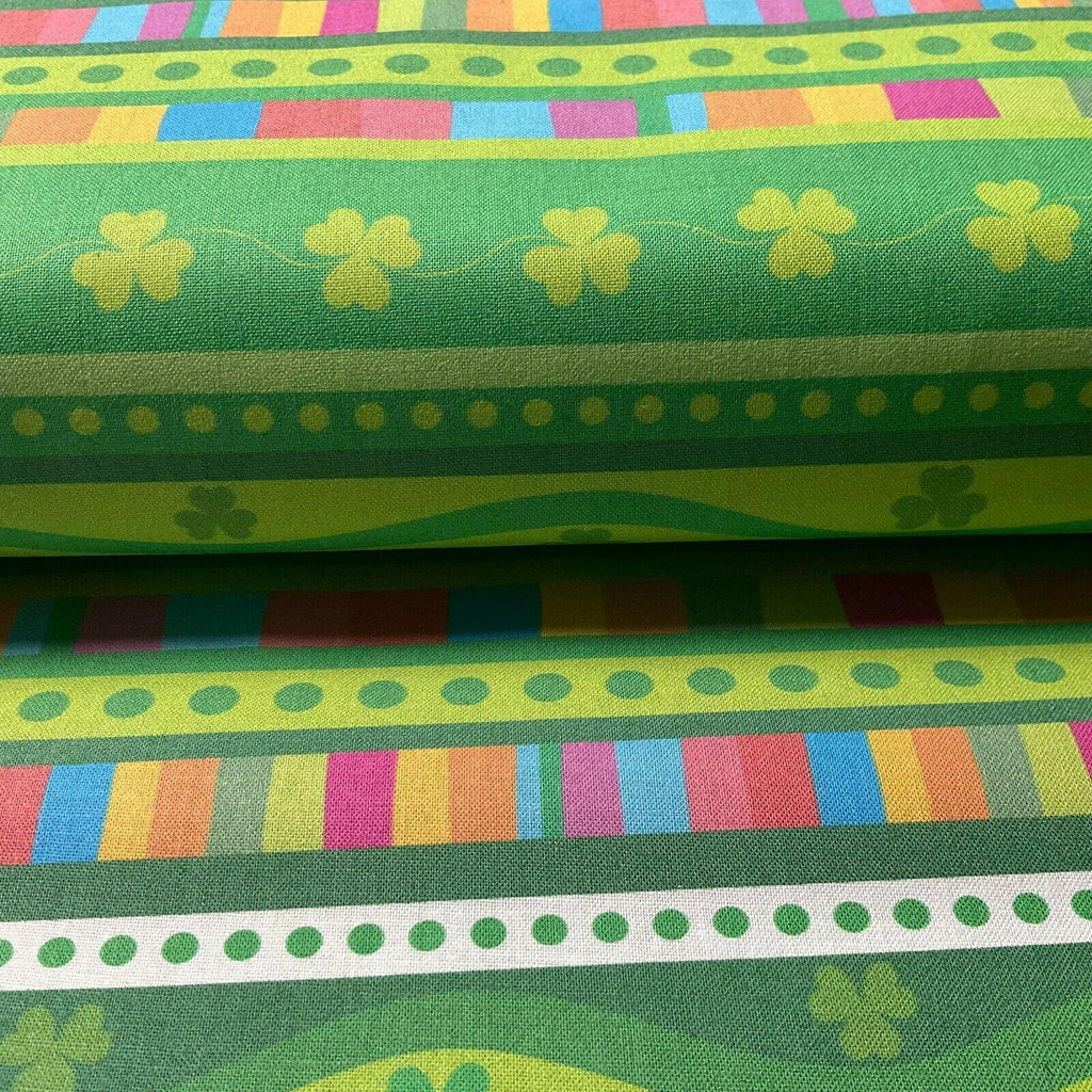 Irish Luck Shamrock St Patricks Day 100% Cotton Printed Fabric 114cm M1582