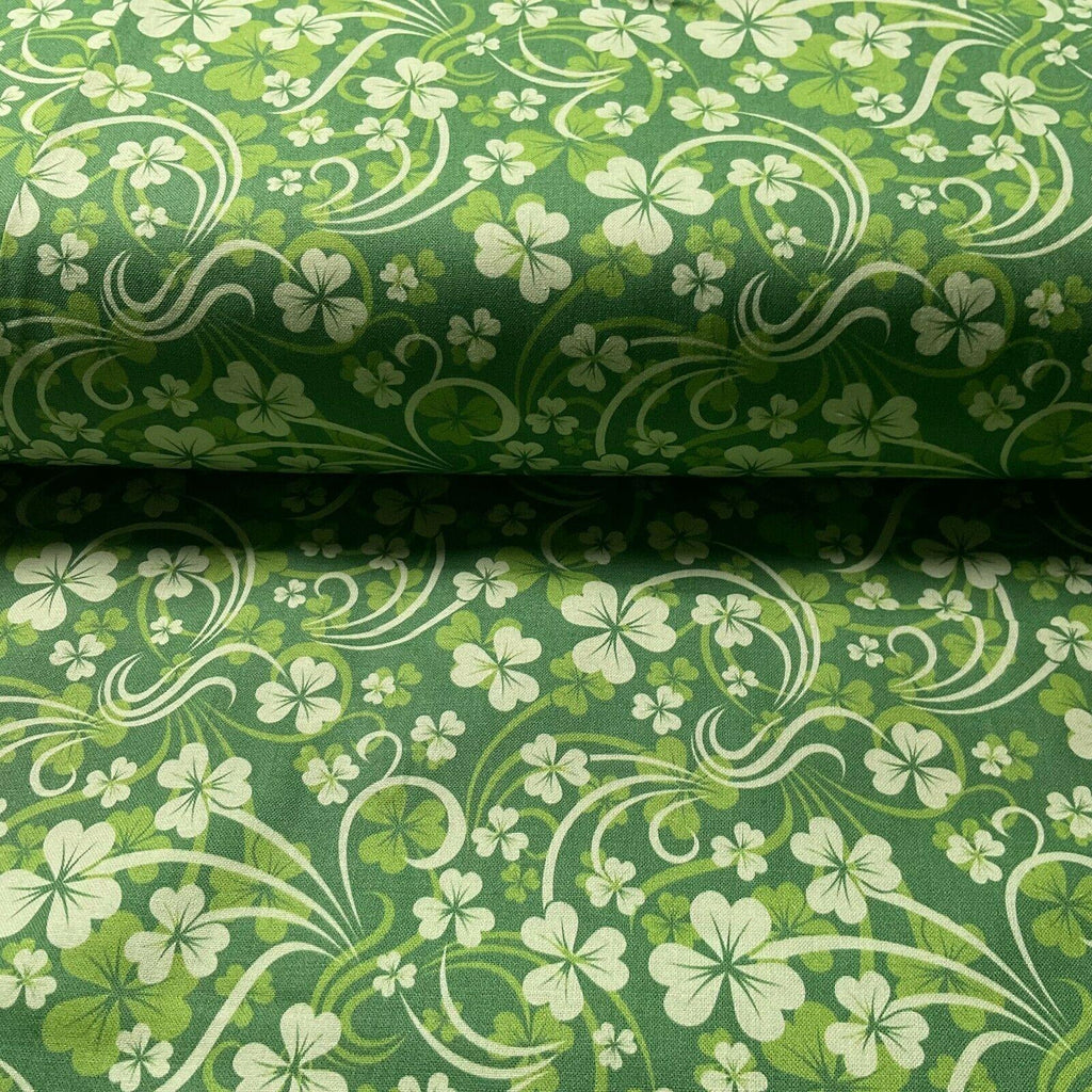 Irish Luck Shamrock St Patricks Day 100% Cotton Printed Fabric 114cm M1582