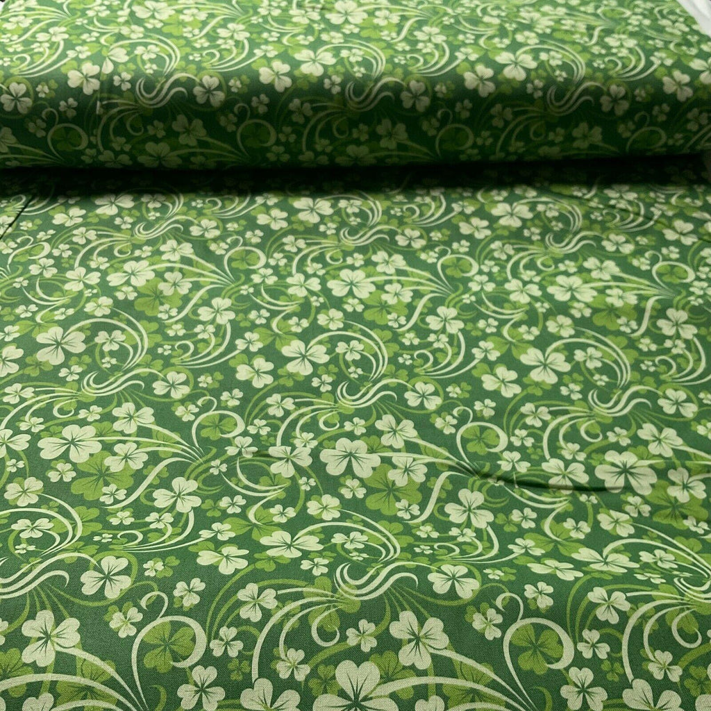 Irish Luck Shamrock St Patricks Day 100% Cotton Printed Fabric 114cm M1582