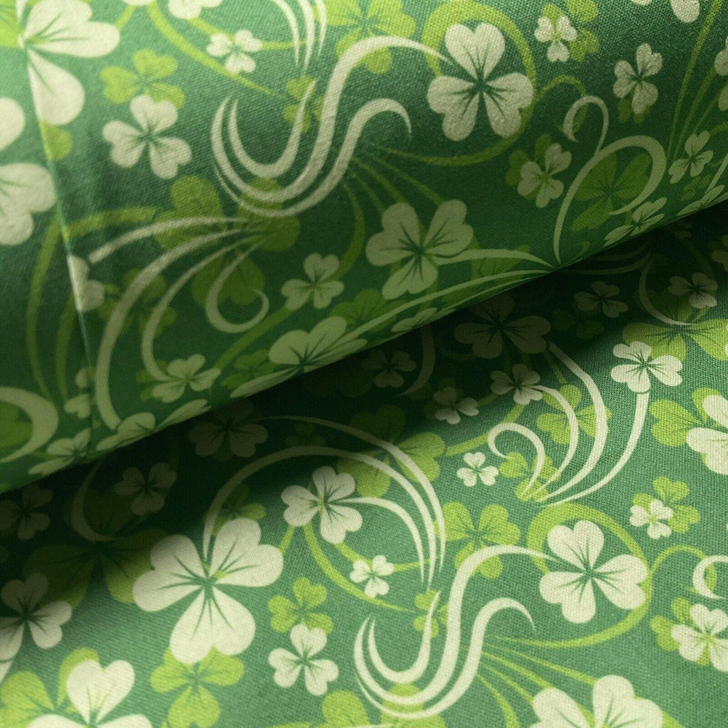 Irish Luck Shamrock St Patricks Day 100% Cotton Printed Fabric 114cm M1582