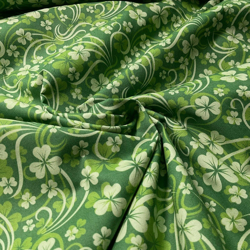 Irish Luck Shamrock St Patricks Day 100% Cotton Printed Fabric 114cm M1582