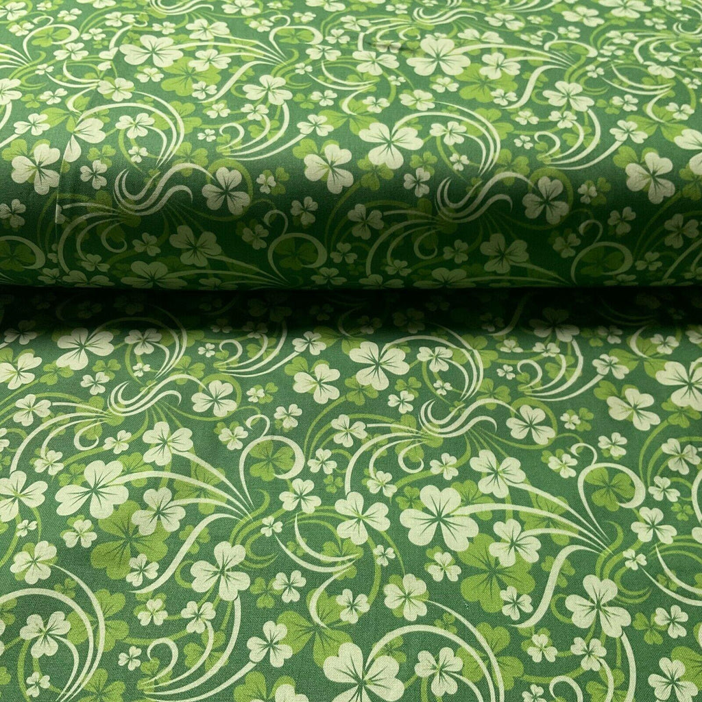 Irish Luck Shamrock St Patricks Day 100% Cotton Printed Fabric 114cm M1582