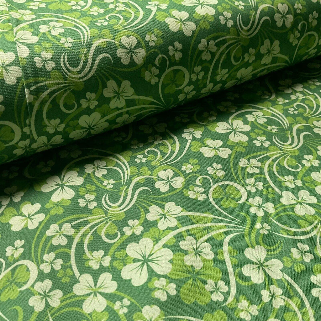 Irish Luck Shamrock St Patricks Day 100% Cotton Printed Fabric 114cm M1582