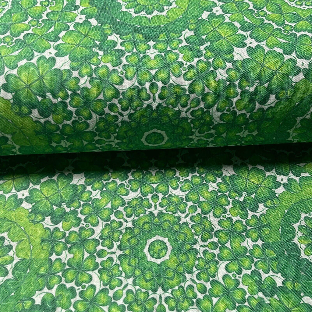 Irish Luck Shamrock St Patricks Day 100% Cotton Printed Fabric 114cm M1582