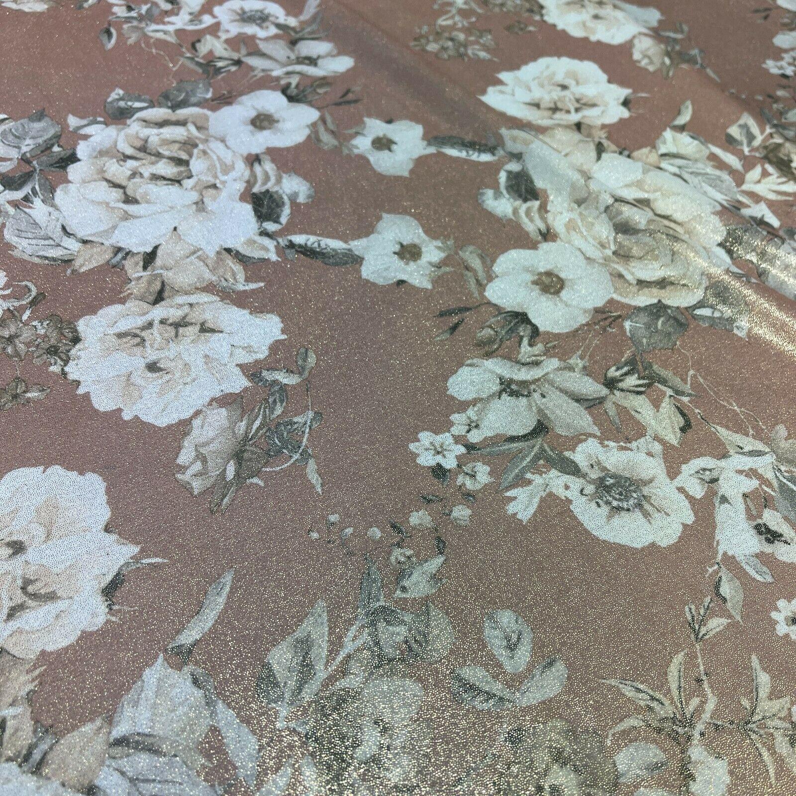 Shimmer Foil Chiffon Floral Designs fabric 147cm wide sold mer metre  M1603