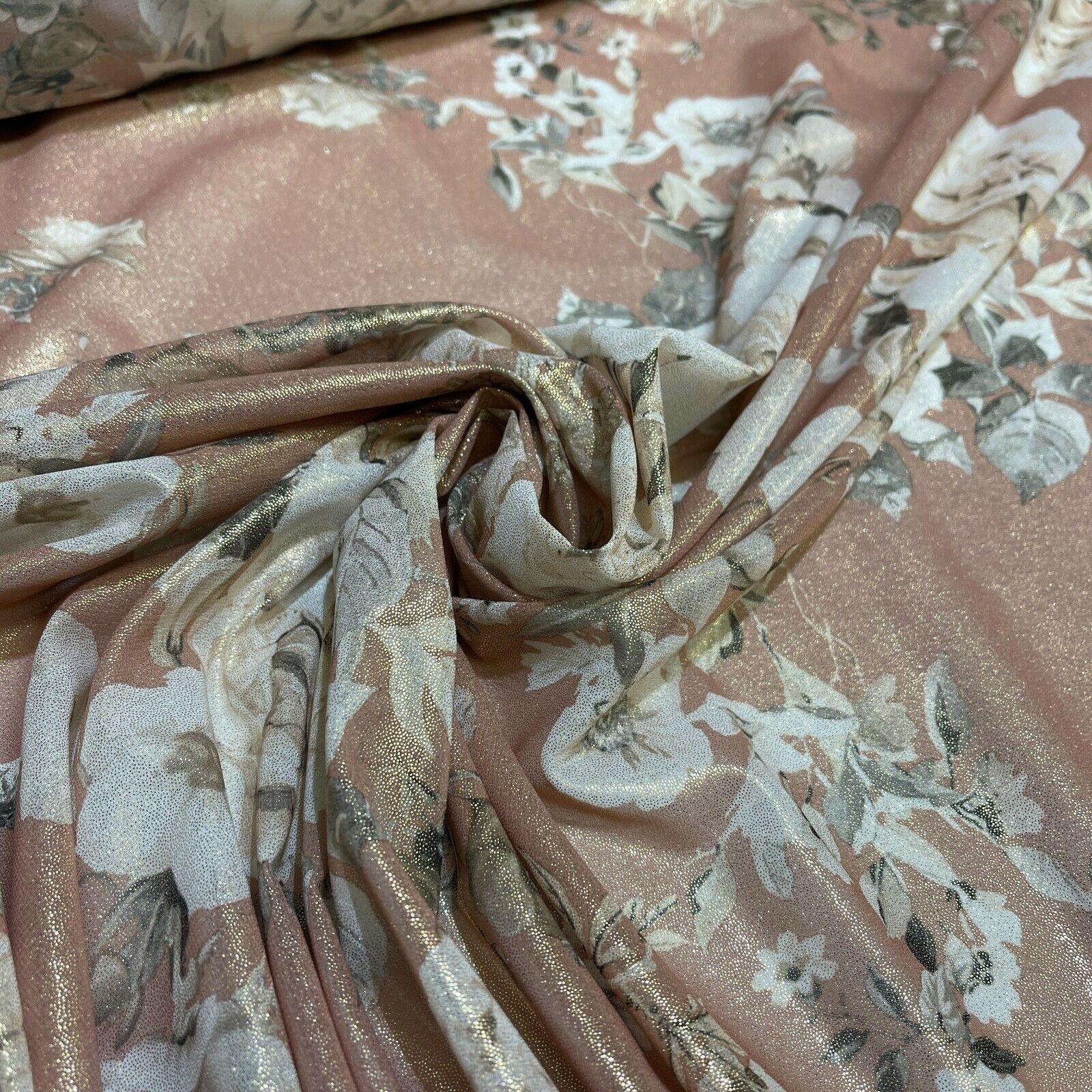 Shimmer Foil Chiffon Floral Designs fabric 147cm wide sold mer metre  M1603