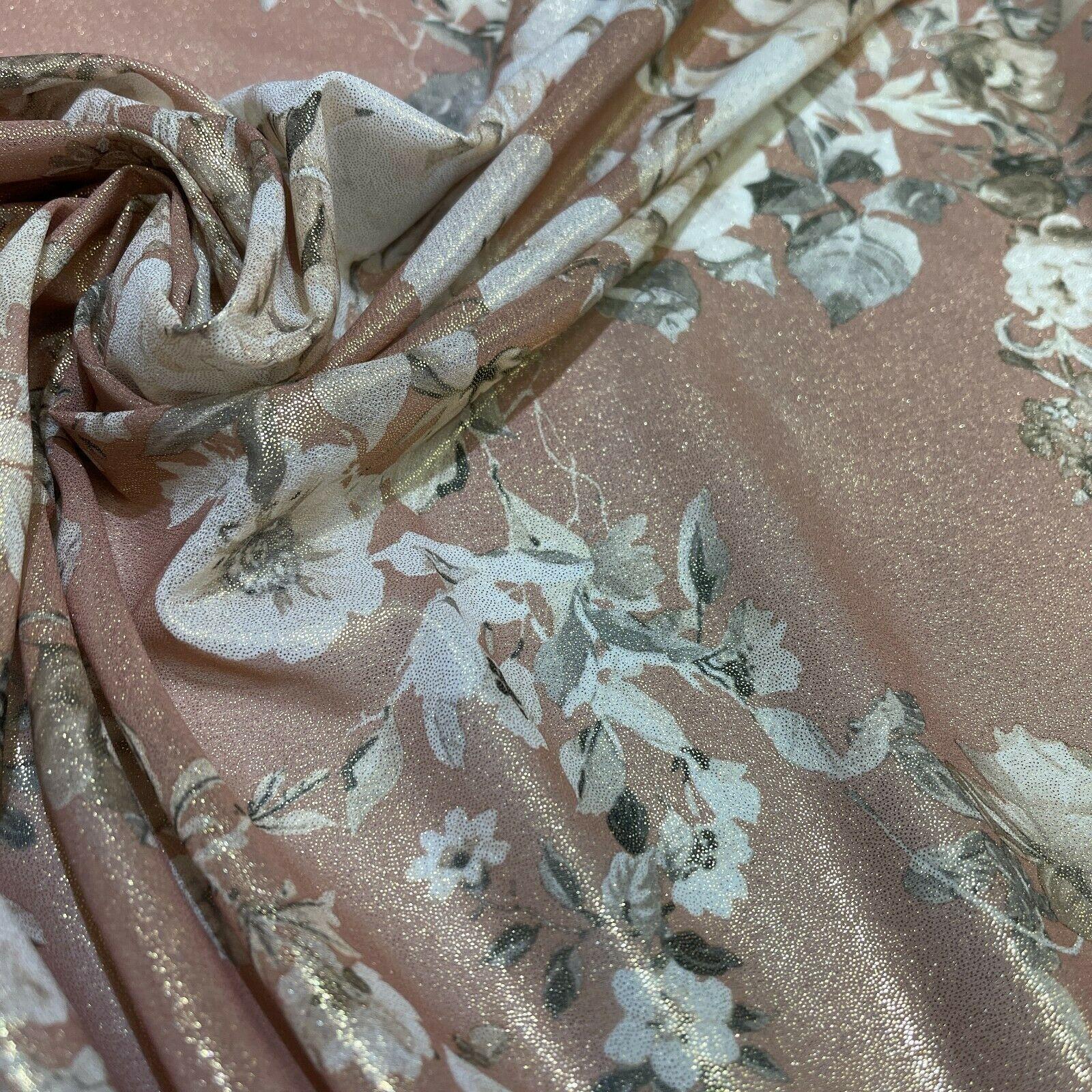 Shimmer Foil Chiffon Floral Designs fabric 147cm wide sold mer metre  M1603