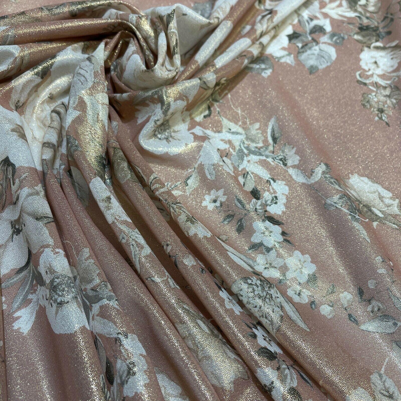 Shimmer Foil Chiffon Floral Designs fabric 147cm wide sold mer metre  M1603