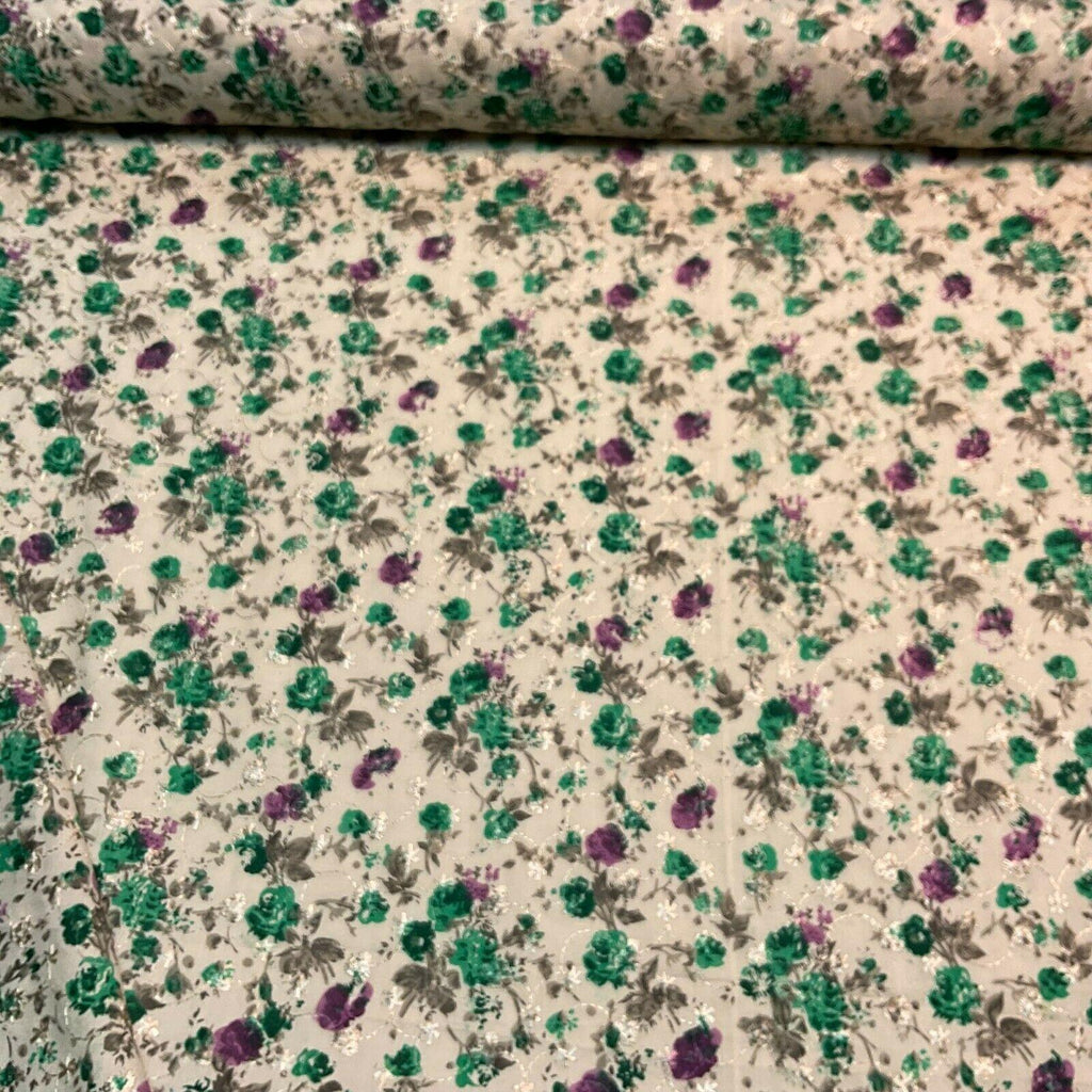 Beige Floral Broderie Anglaise Polycotton dress fabric 100cm M1568