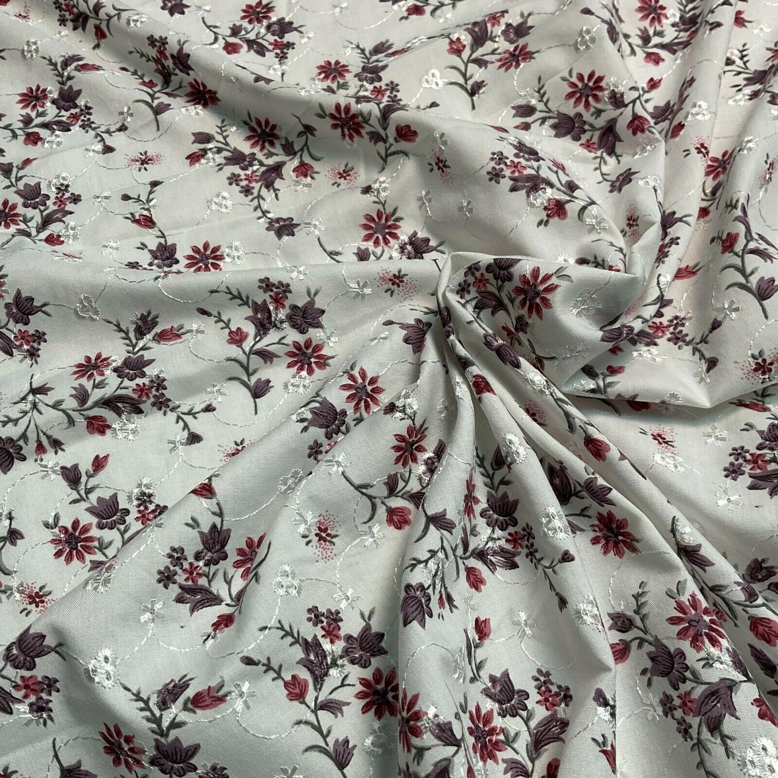Broderie Anglaise floral Summer Floral Printed Dress fabric 100m wide M1569