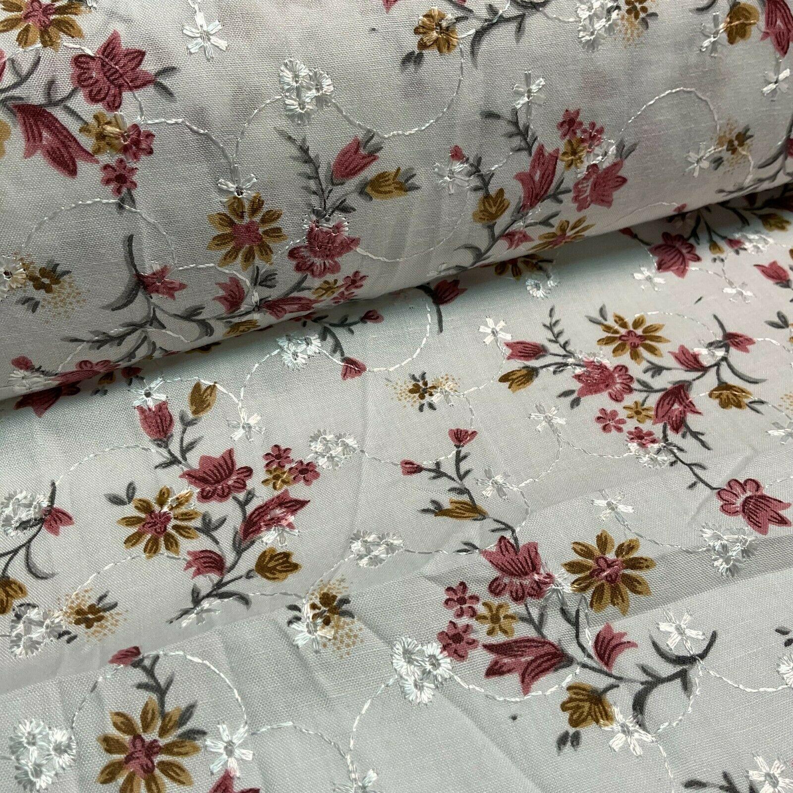 Broderie Anglaise floral Summer Floral Printed Dress fabric 100m wide M1569