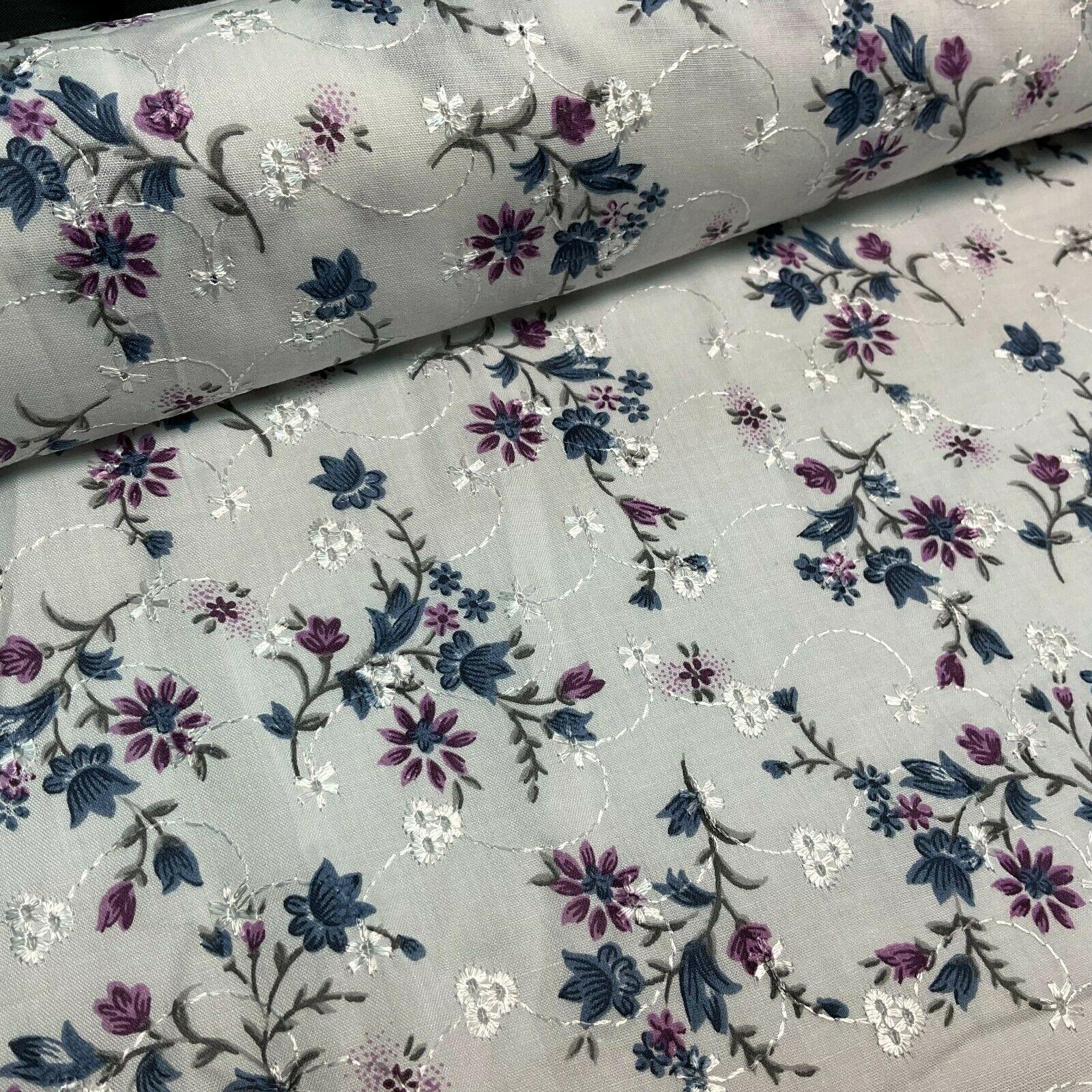 Broderie Anglaise floral Summer Floral Printed Dress fabric 100m wide M1569