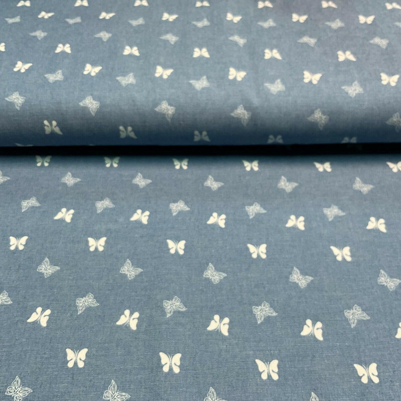 Printed 100% Cotton Chambray Denim Mixed Designs Dress Fabric 147cm M1604