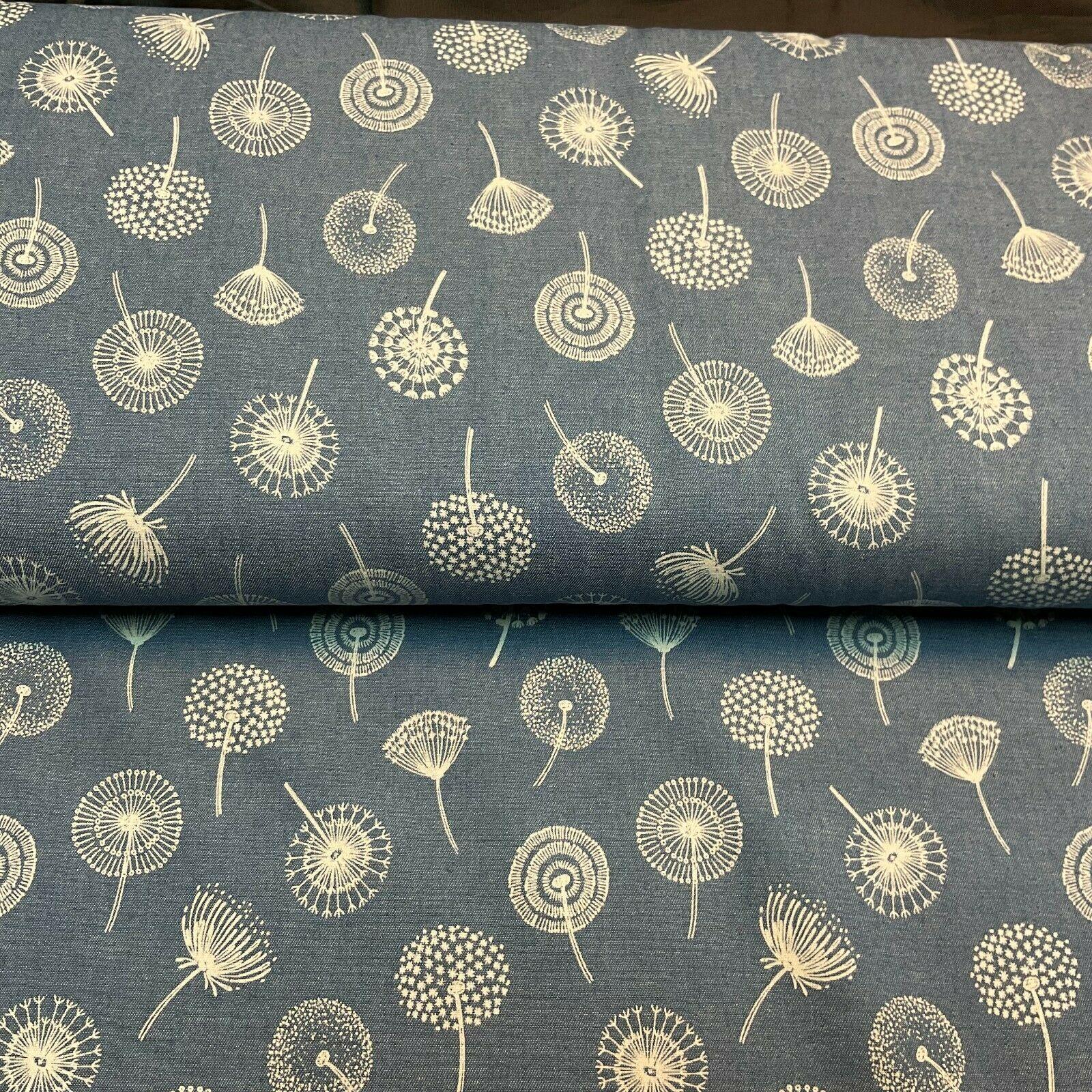 Printed 100% Cotton Chambray Denim Mixed Designs Dress Fabric 147cm M1604