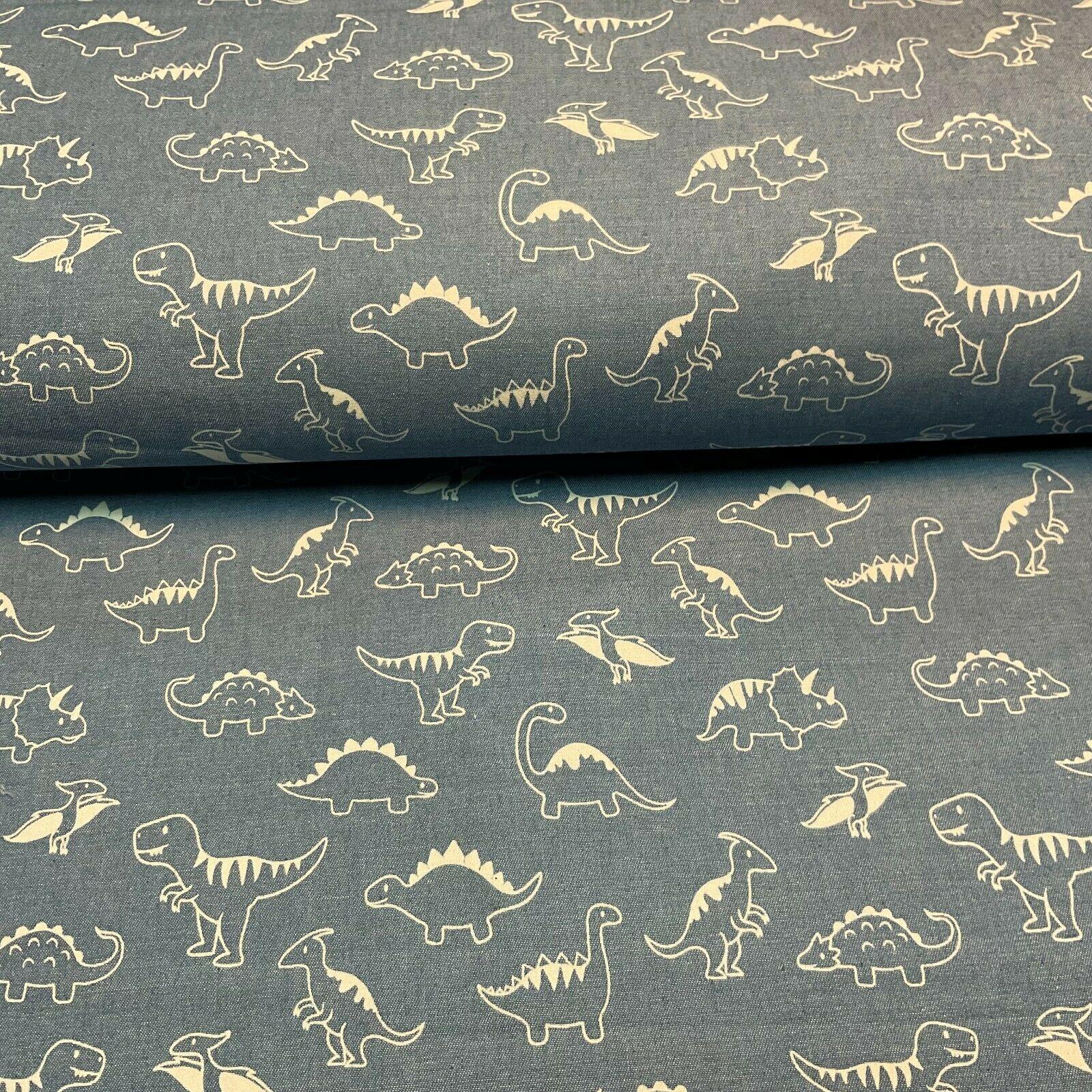 Printed 100% Cotton Chambray Denim Mixed Designs Dress Fabric 147cm M1604