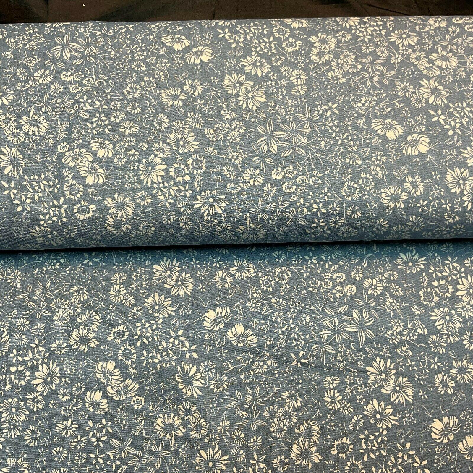 Printed 100% Cotton Chambray Denim Mixed Designs Dress Fabric 147cm M1604